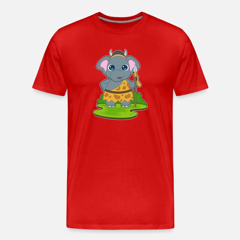 Elefant Krieger Speer - Männer Premium Bio T-Shirt - Rot