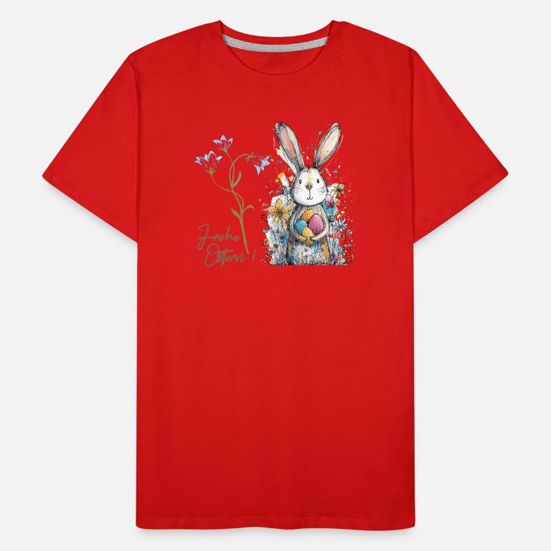 Easter bunny with colorful eggs Men's Premium Organic T-Shirt