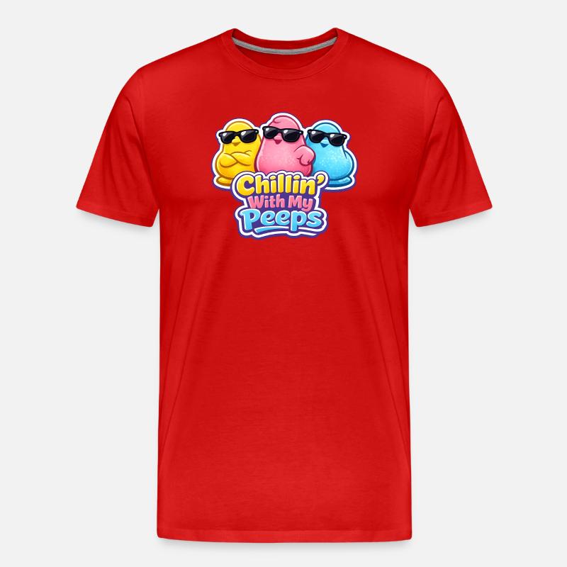 Chick, Spring, Flowers, Summer, Easter, Garden - Men's Premium Organic T-Shirt - red