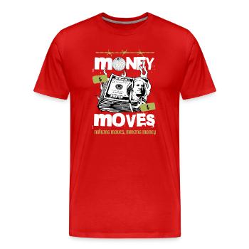 Money in Motion - Men's Premium Organic T-Shirt - red - Front - Damien (186cm)