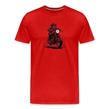 Jugendlicher auf modernem Café Racer - Männer Premium Bio T-Shirt - Rot - Vorne - Damien (186cm)