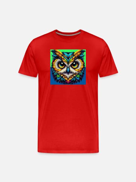 Eule - Männer Premium Bio T-Shirt - Rot