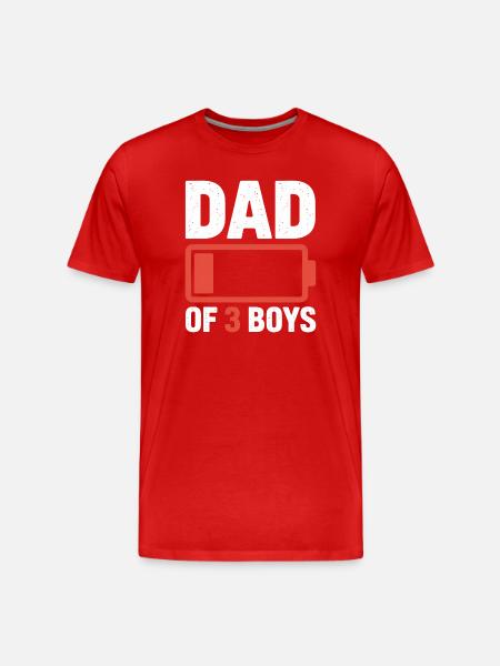 Dad of 3 Boys Battery Icon - Men's Premium Organic T-Shirt - red