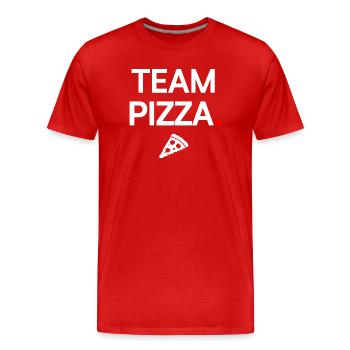 TEAM PIZZA | Humour gourmand - T-shirt bio Premium Homme - rouge - Devant - Damien (186cm)