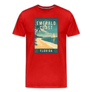 Découvrez la magnifique Côte d’Émeraude en Floride - T-shirt bio Premium Homme - rouge - Devant - Damien (186cm)