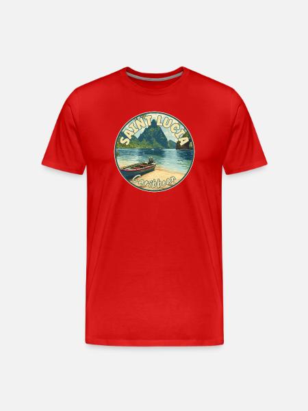 Discover Saint Lucia Caribbean Tropical Paradise - Men's Premium Organic T-Shirt - red
