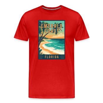 Découvrez la magnifique Côte d’Émeraude en Floride - T-shirt bio Premium Homme - rouge - Devant - Damien (186cm)