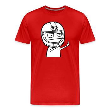 FU Meme mit Motorradhelm (Farben änderbar) - Männer Premium Bio T-Shirt - Rot - Vorne - Damien (186cm)