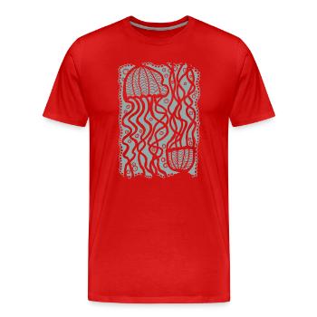 Jellyfish Ocean Hand Drawn - Men's Premium Organic T-Shirt - red - Front - Damien (186cm)