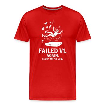 Fall V1 – Life Story - Men's Premium Organic T-Shirt - red - Front - Damien (186cm)