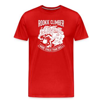 Grimpeur débutant plus de la craie que de la compétence - T-shirt bio Premium Homme - rouge - Devant - Damien (186cm)