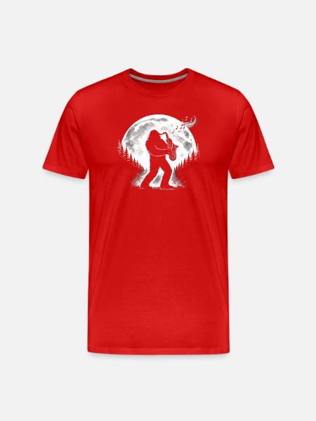 Bigfoot Saxophonist - Men's Premium Organic T-Shirt - red