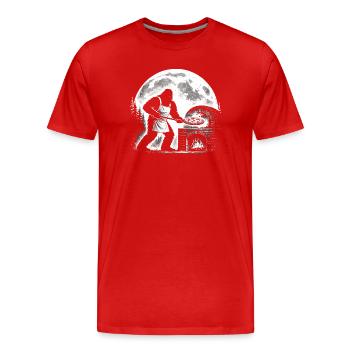 Bigfoot Pizza Maker - Men's Premium Organic T-Shirt - red - Front - Damien (186cm)