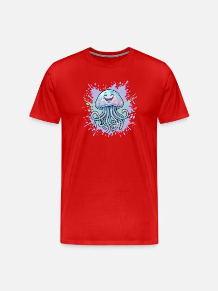 Spritzer méduse pastel - T-shirt bio Premium Homme - rouge