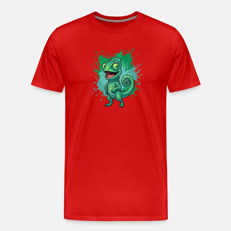 Grünes Chamäleon Spritzer Hintergrund - Männer Premium Bio T-Shirt - Rot