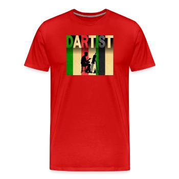 Dartist artist in the studio - Men's Premium Organic T-Shirt - red - Front - Damien (186cm)
