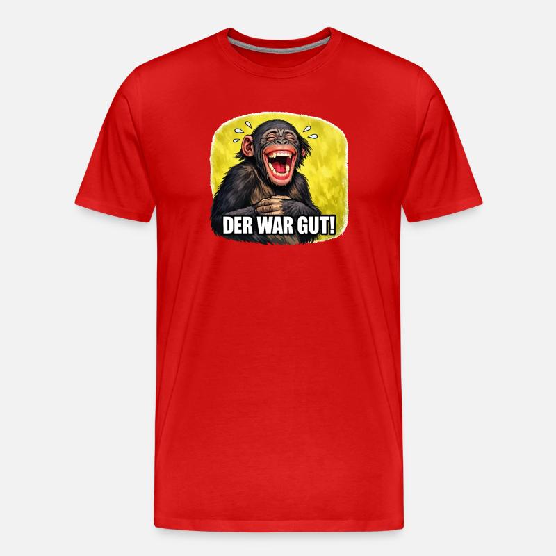 Lachender Affe - Der war gut! - Männer Premium Bio T-Shirt - Rot