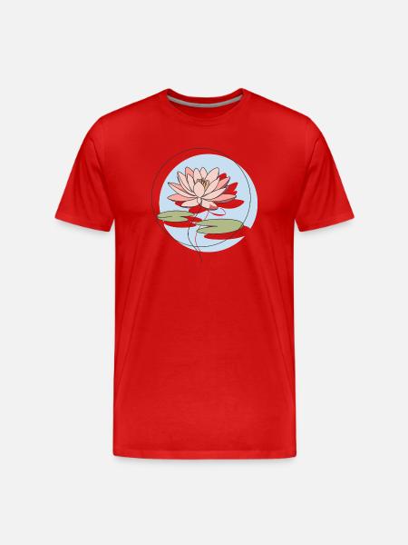 Seerose Line Art Illustration - Männer Premium Bio T-Shirt - Rot