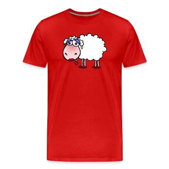 Kuschelschaf mit Herzanhänger - Männer Premium Bio T-Shirt - Rot - Vorne - Damien (186cm)