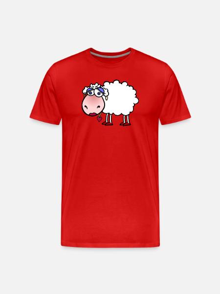 Kuschelschaf mit Herzanhänger - Männer Premium Bio T-Shirt - Rot