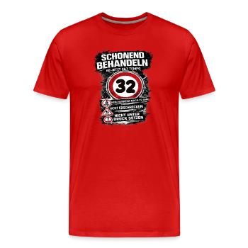 Treat Gently Traffic Sign 32 Birthday - Men's Premium Organic T-Shirt - red - Front - Damien (186cm)