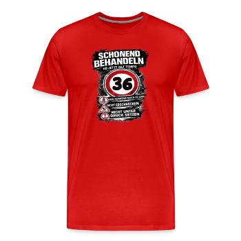 Treat Gently Traffic Sign 36 Birthday - Men's Premium Organic T-Shirt - red - Front - Damien (186cm)