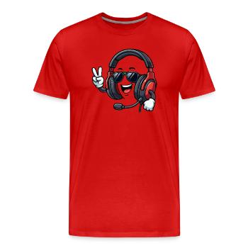 Happy Gaming Headset - Men's Premium Organic T-Shirt - red - Front - Damien (186cm)