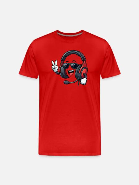 Happy Gaming-Headset - Männer Premium Bio T-Shirt - Rot