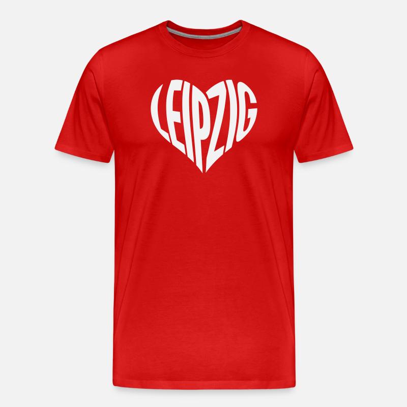 Leipzig Herz-Typo  - Männer Premium Bio T-Shirt - Rot
