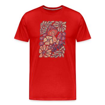Flore de champignons en rose mystique - T-shirt bio Premium Homme - rouge - Devant - Damien (186cm)