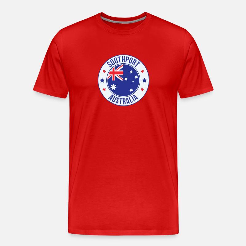 Southport Australien Abzeichen-Tee - Männer Premium Bio T-Shirt - Rot