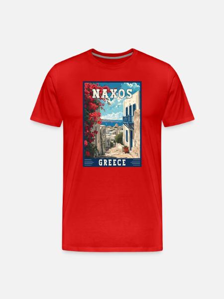 Experience Mediterranean Paradise Naxos In Greece - Men's Premium Organic T-Shirt - red