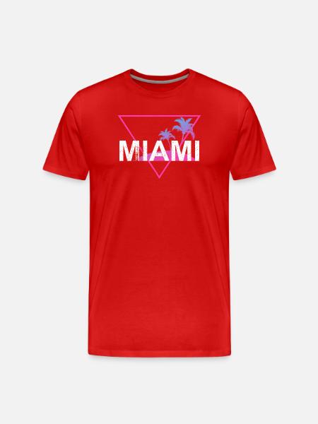 Miami Neon Palm Trees Retro - Men's Premium Organic T-Shirt - red
