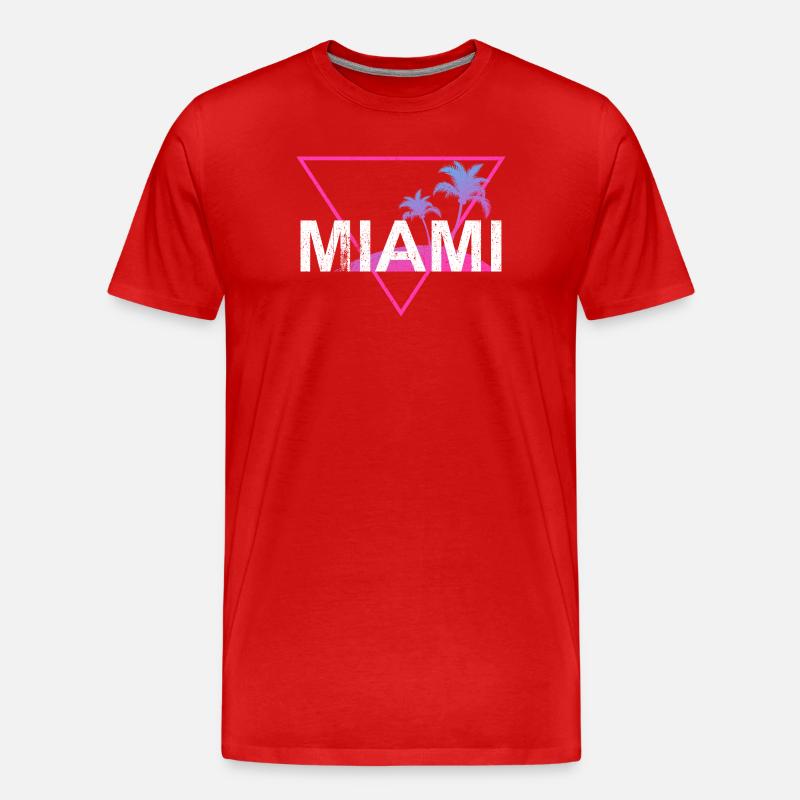 Miami Neon Palmen Retro - Männer Premium Bio T-Shirt - Rot