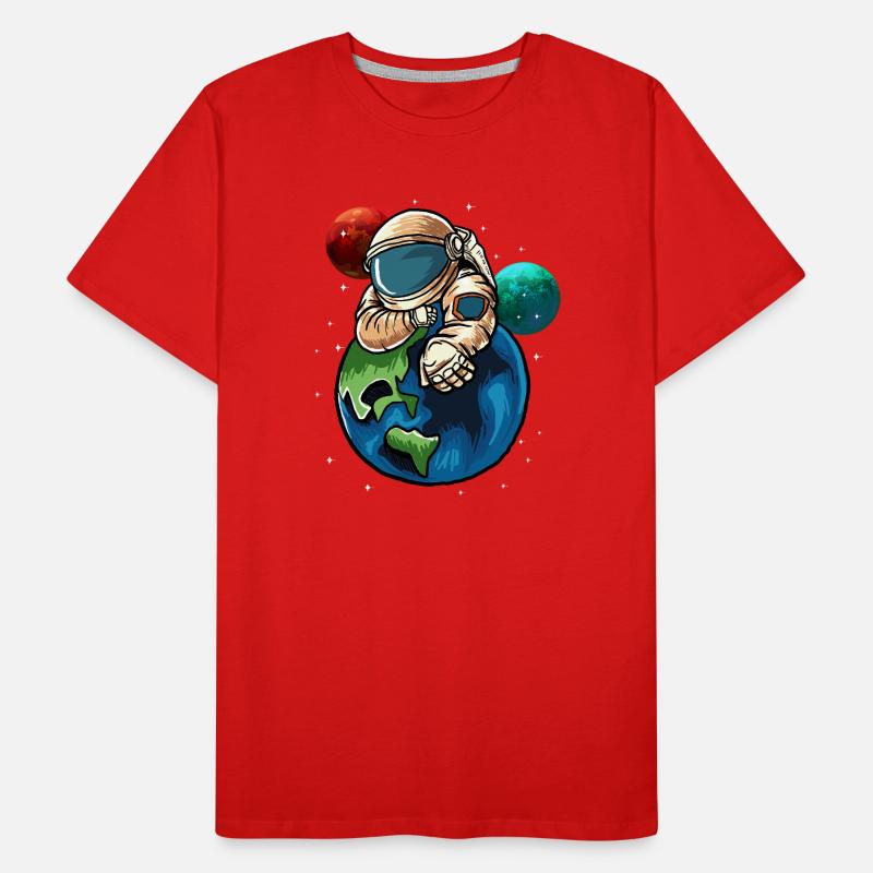 Astronaut hugging Earth Men's Premium Organic T-Shirt