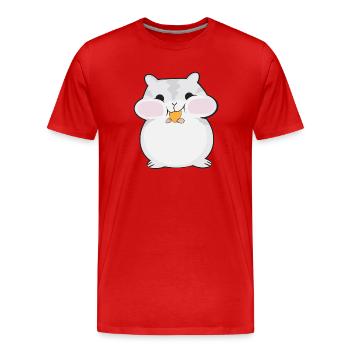 Dessin animé de hamster dodu mignon - T-shirt bio Premium Homme - rouge - Devant - Damien (186cm)
