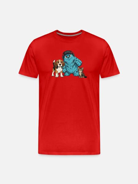 Fluffonster Fluffo & Friends: Lucky & Funtik - Men's Premium Organic T-Shirt - red