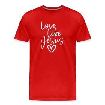 Love Like Jesus - Männer Premium Bio T-Shirt - Rot - Vorne - Damien (186cm)