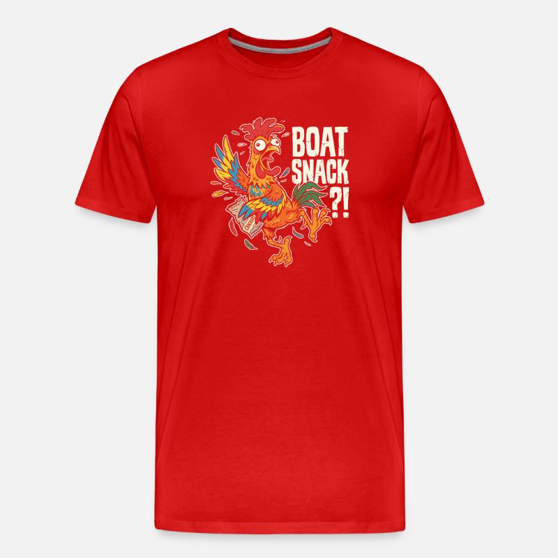 Bunter Hahn Snack-Drama - Männer Premium Bio T-Shirt - Rot