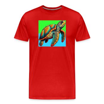 turtle - Men's Premium Organic T-Shirt - red - Front - Damien (186cm)