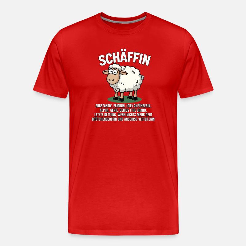 Schäffin - Alpha Schaf mit Sonnenbrille - Männer Premium Bio T-Shirt - Rot