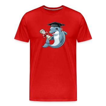 Dolphin with cap and diploma - Men's Premium Organic T-Shirt - red - Front - Damien (186cm)