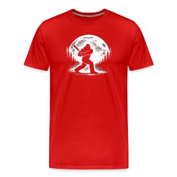 Bigfoot Baseball Spieler - Männer Premium Bio T-Shirt - Rot - Vorne - Damien (186cm)
