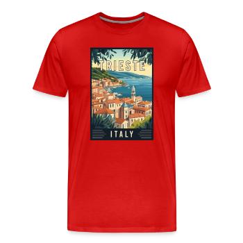 Découvrez la gemme adriatique de Trieste en Italie - T-shirt bio Premium Homme - rouge - Devant - Damien (186cm)
