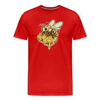 Honeycomb Bee Motif - Men's Premium Organic T-Shirt - red - Front - Damien (186cm)