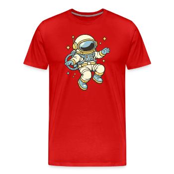 Astronaute rétro Star Joy - T-shirt bio Premium Homme - rouge - Devant - Damien (186cm)