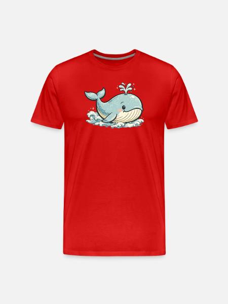Small Blue Whale Splash Animal - Men's Premium Organic T-Shirt - red