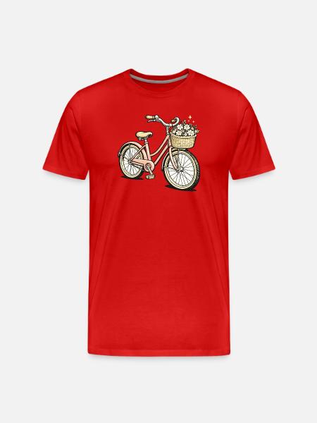 Flower Basket Bicycle Pastel Style - Men's Premium Organic T-Shirt - red