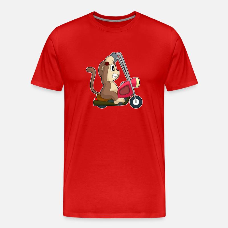 Affe Motorrad - Männer Premium Bio T-Shirt - Rot