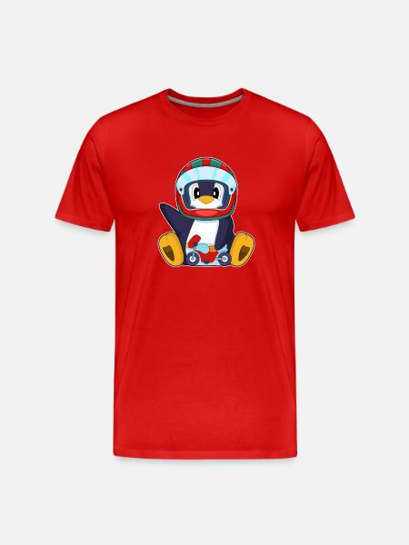 Penguin Motorcycle - Men's Premium Organic T-Shirt - red